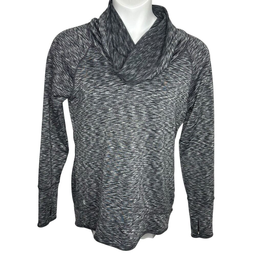Athleta Women's L Large Space Dye Heathered Pullover Tunic‎ Sweatshirt Cowl Neck